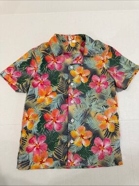 Amscan Tropical Hawaiian Floral Button-Down Shirt - Pink, Orange & Green